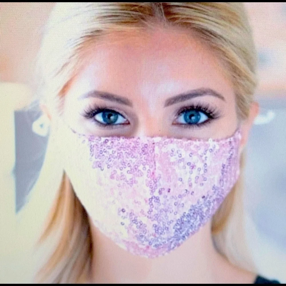 Pink Sequin Face Mask